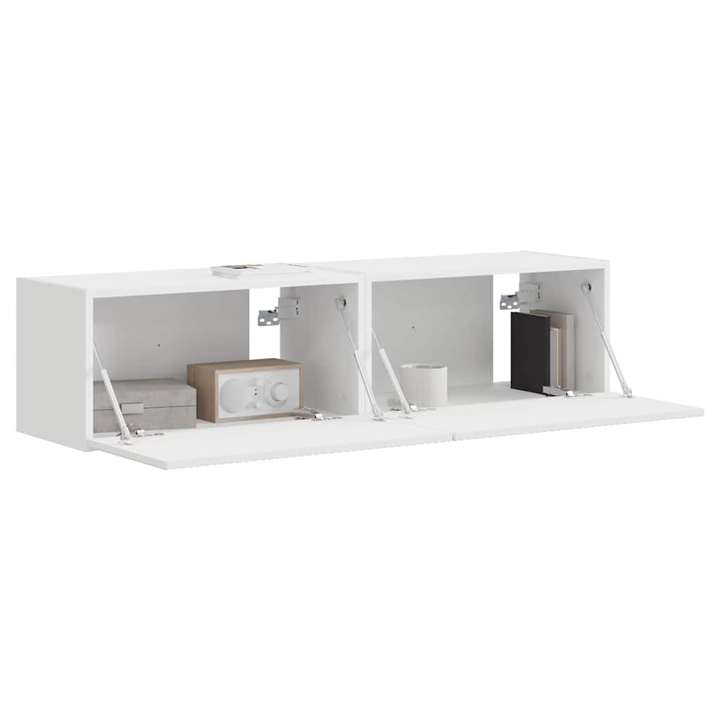 Tv Wall Cabinet 2 Pcs Bílá Kompozitní Dřevo