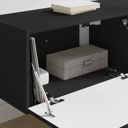 Tv Wall Cabinet 2 Pcs Černá Kompozitní Dřevo