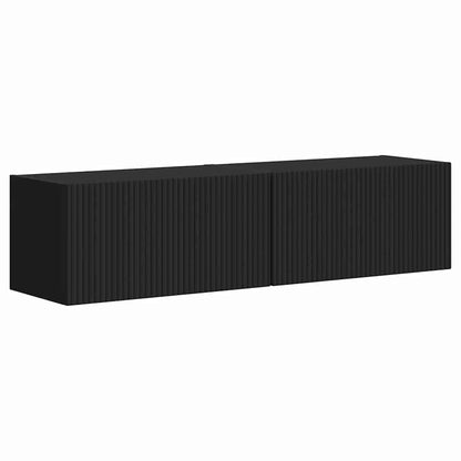 Tv Wall Cabinet 2 Pcs Černá Kompozitní Dřevo