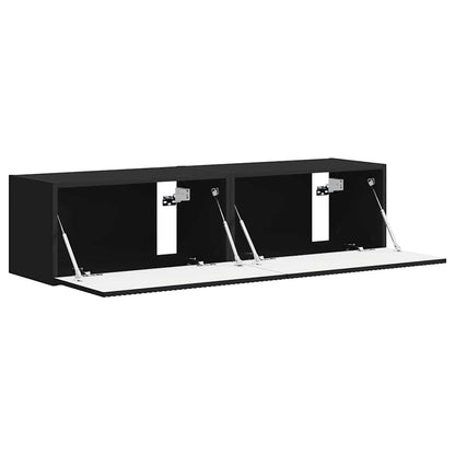 Tv Wall Cabinet 2 Pcs Černá Kompozitní Dřevo