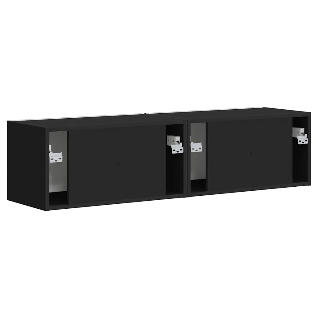 Tv Wall Cabinet 2 Pcs Černá Kompozitní Dřevo