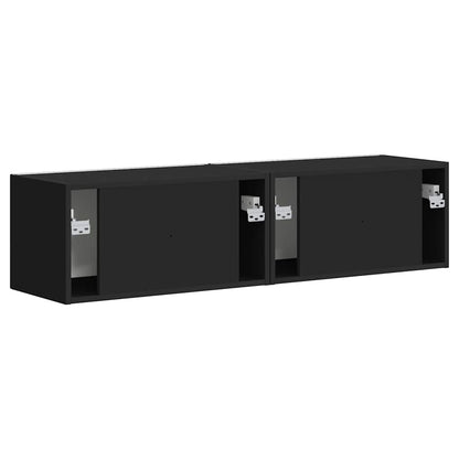 Tv Wall Cabinet 2 Pcs Černá Kompozitní Dřevo