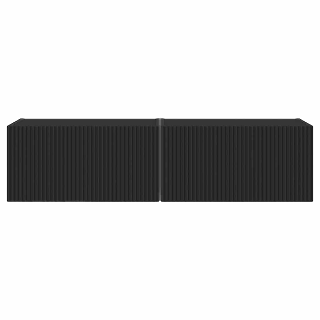 Tv Wall Cabinet 2 Pcs Černá Kompozitní Dřevo