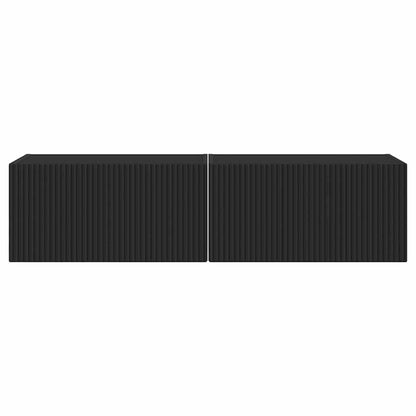 Tv Wall Cabinet 2 Pcs Černá Kompozitní Dřevo