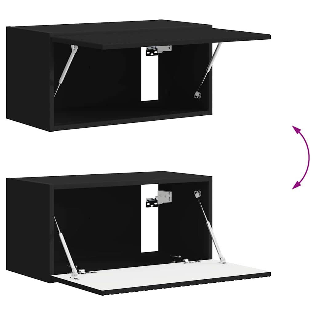 Tv Wall Cabinet 2 Pcs Černá Kompozitní Dřevo