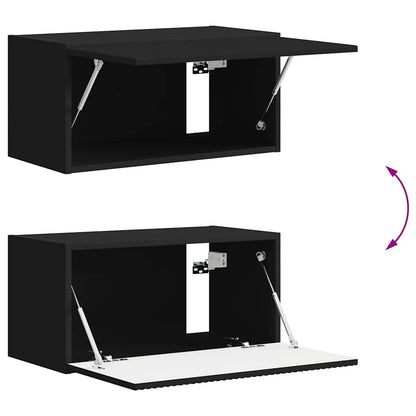 Tv Wall Cabinet 2 Pcs Černá Kompozitní Dřevo