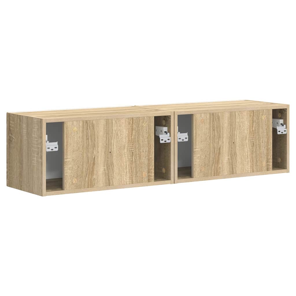Tv Wall Cabinet 2 Pcs Sonoma Kompozitní Dřevo