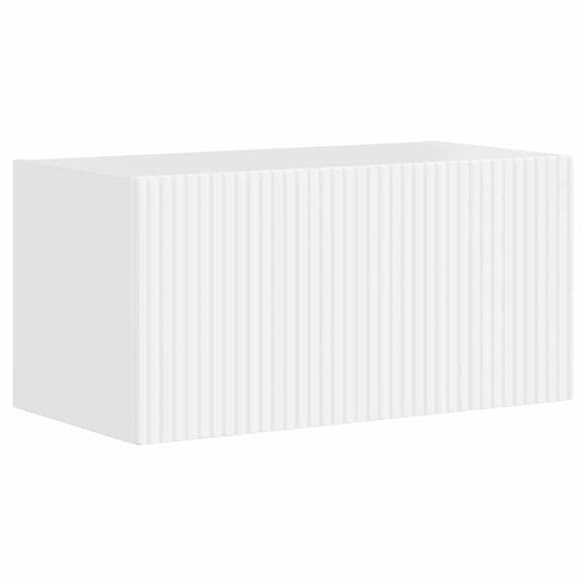 Tv Wall Cabinet 60 X 31 X 29,5 Cm Lesklá Bílá Kompozitní Dřevo
