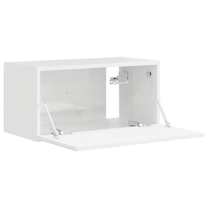 Tv Wall Cabinet 60 X 31 X 29,5 Cm Lesklá Bílá Kompozitní Dřevo