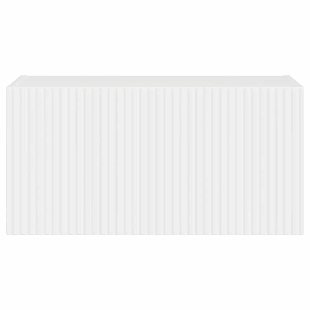 Tv Wall Cabinet 60 X 31 X 29,5 Cm Lesklá Bílá Kompozitní Dřevo