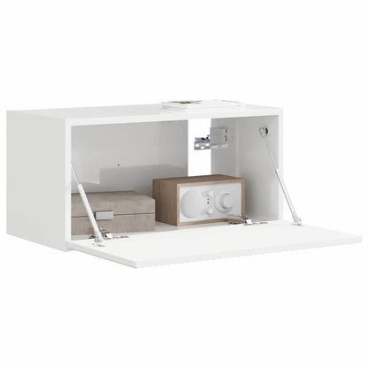Tv Wall Cabinet 60 X 31 X 29,5 Cm Lesklá Bílá Kompozitní Dřevo