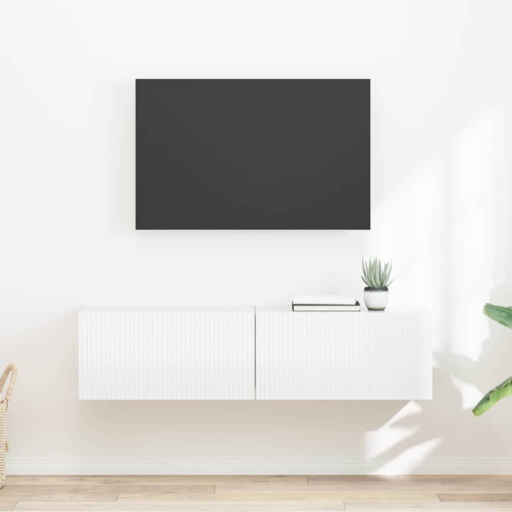 Tv Wall Cabinet 2 Pcs Lesklá Bílá Kompozitní Dřevo