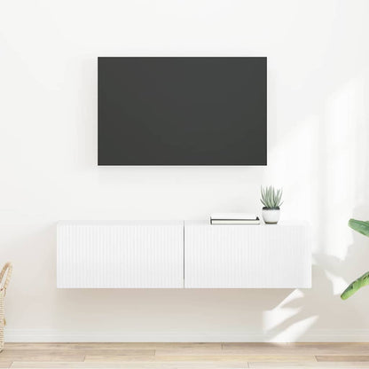 Tv Wall Cabinet 2 Pcs Lesklá Bílá Kompozitní Dřevo