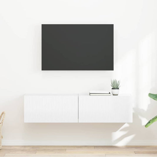 Tv Wall Cabinet 2 Pcs Lesklá Bílá Kompozitní Dřevo