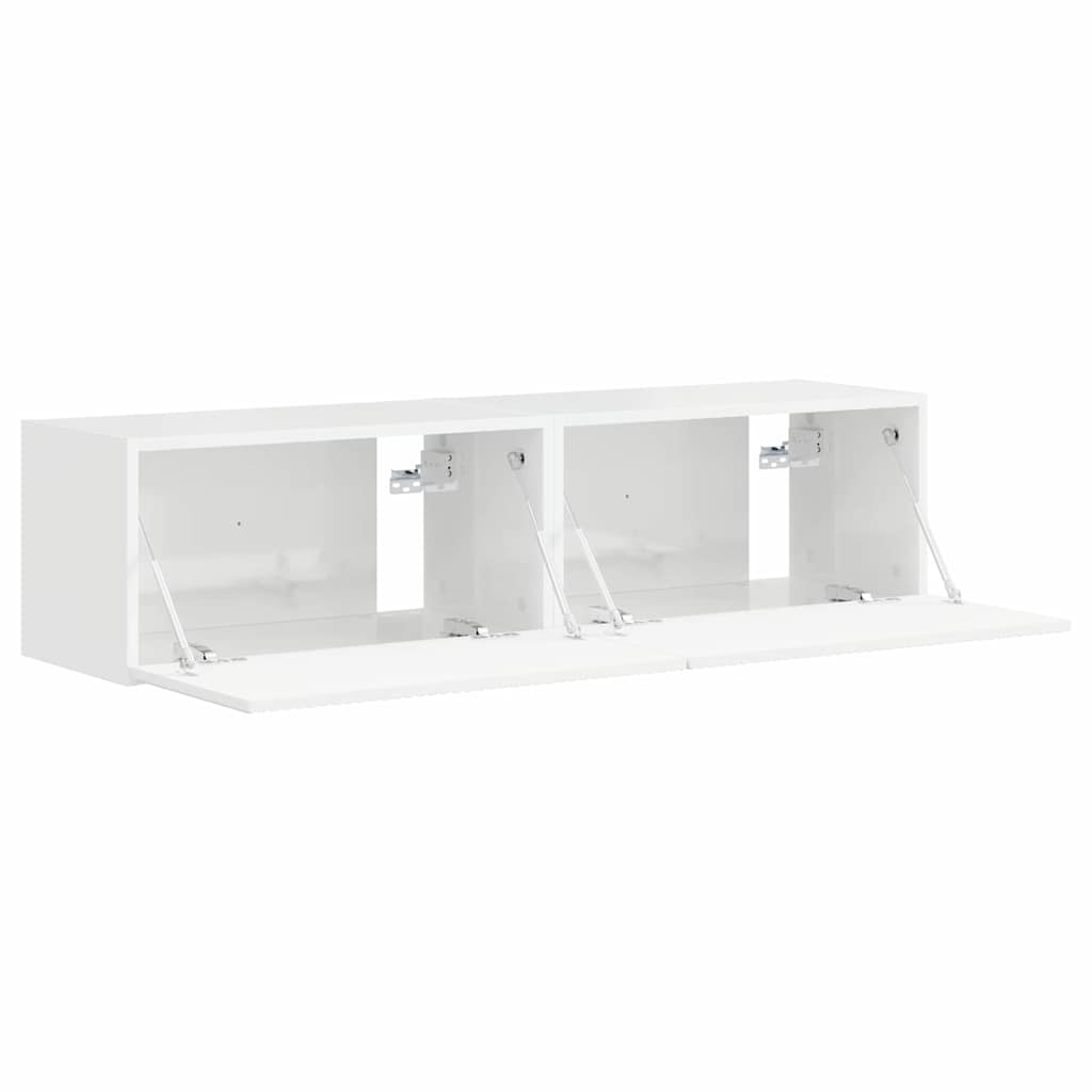 Tv Wall Cabinet 2 Pcs Lesklá Bílá Kompozitní Dřevo