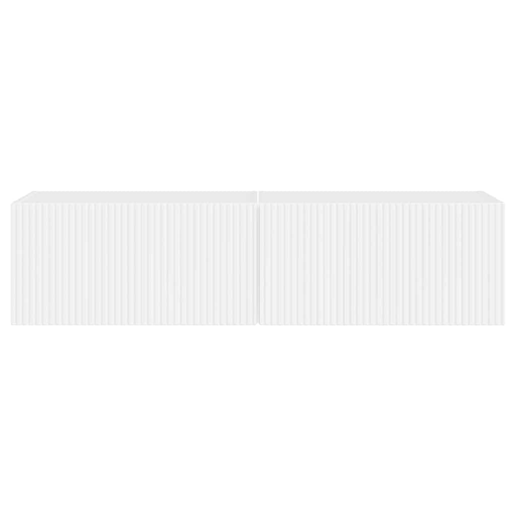 Tv Wall Cabinet 2 Pcs Lesklá Bílá Kompozitní Dřevo