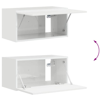 Tv Wall Cabinet 2 Pcs Lesklá Bílá Kompozitní Dřevo
