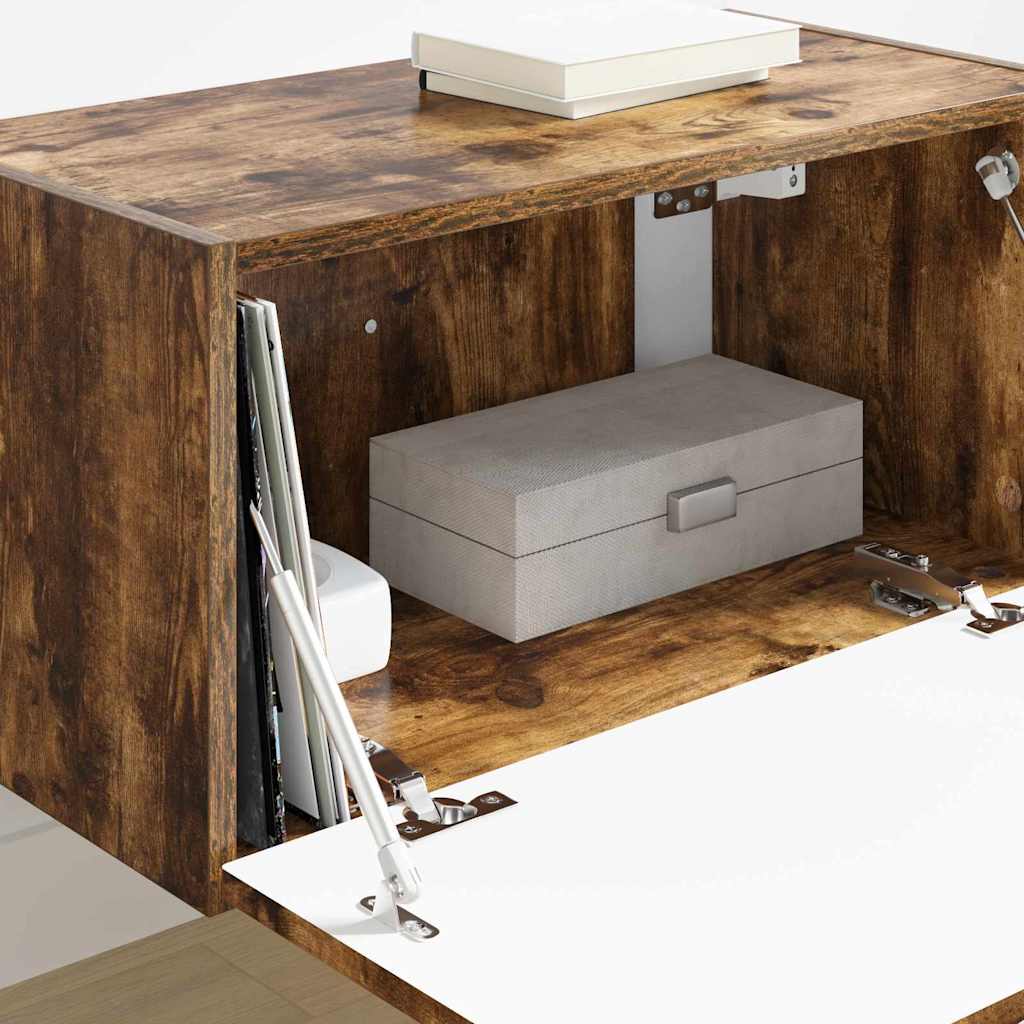 Tv Wall Cabinet 60 X 31 X 29,5 Cm Kouřový Dub Kompozitní Dřevo