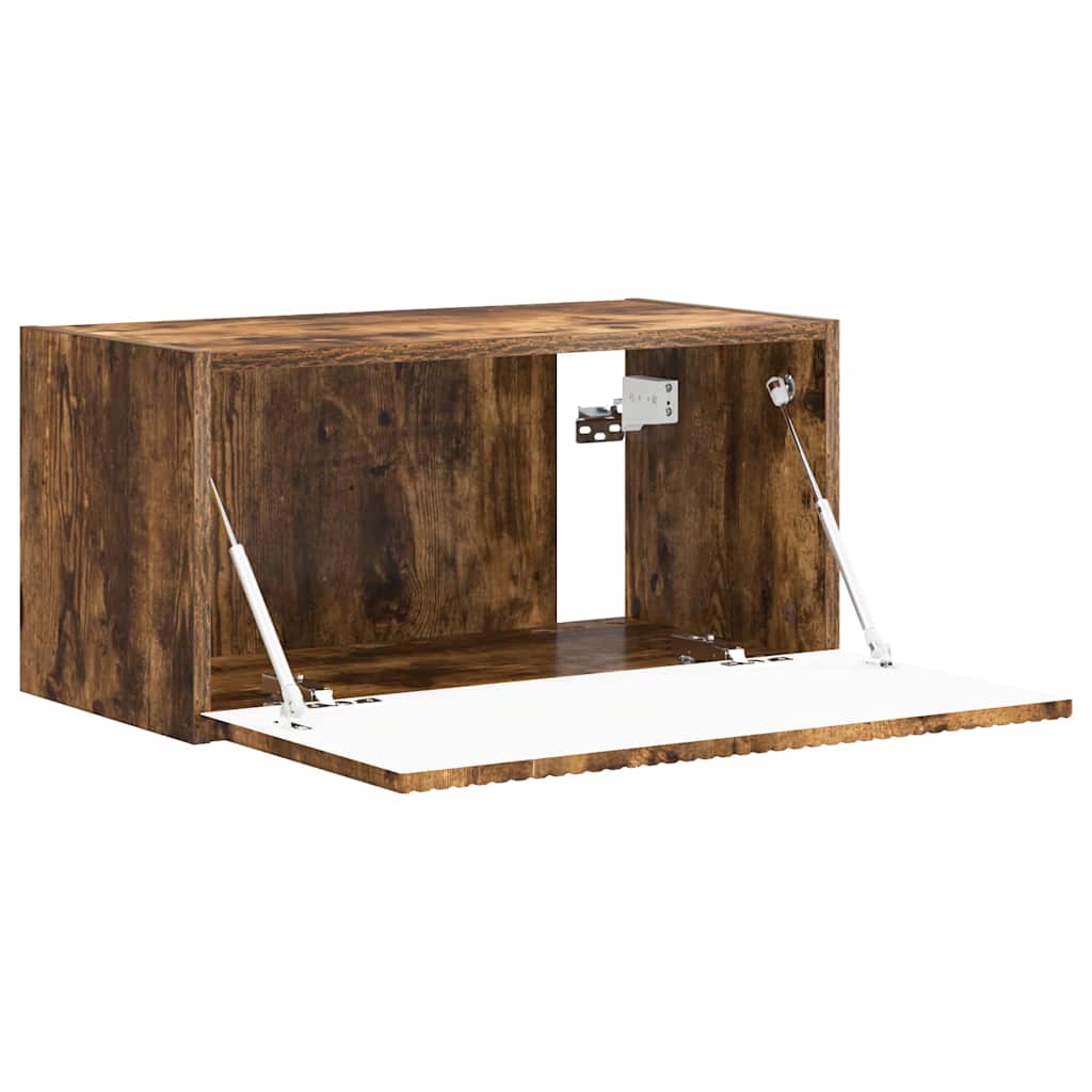 Tv Wall Cabinet 60 X 31 X 29,5 Cm Kouřový Dub Kompozitní Dřevo