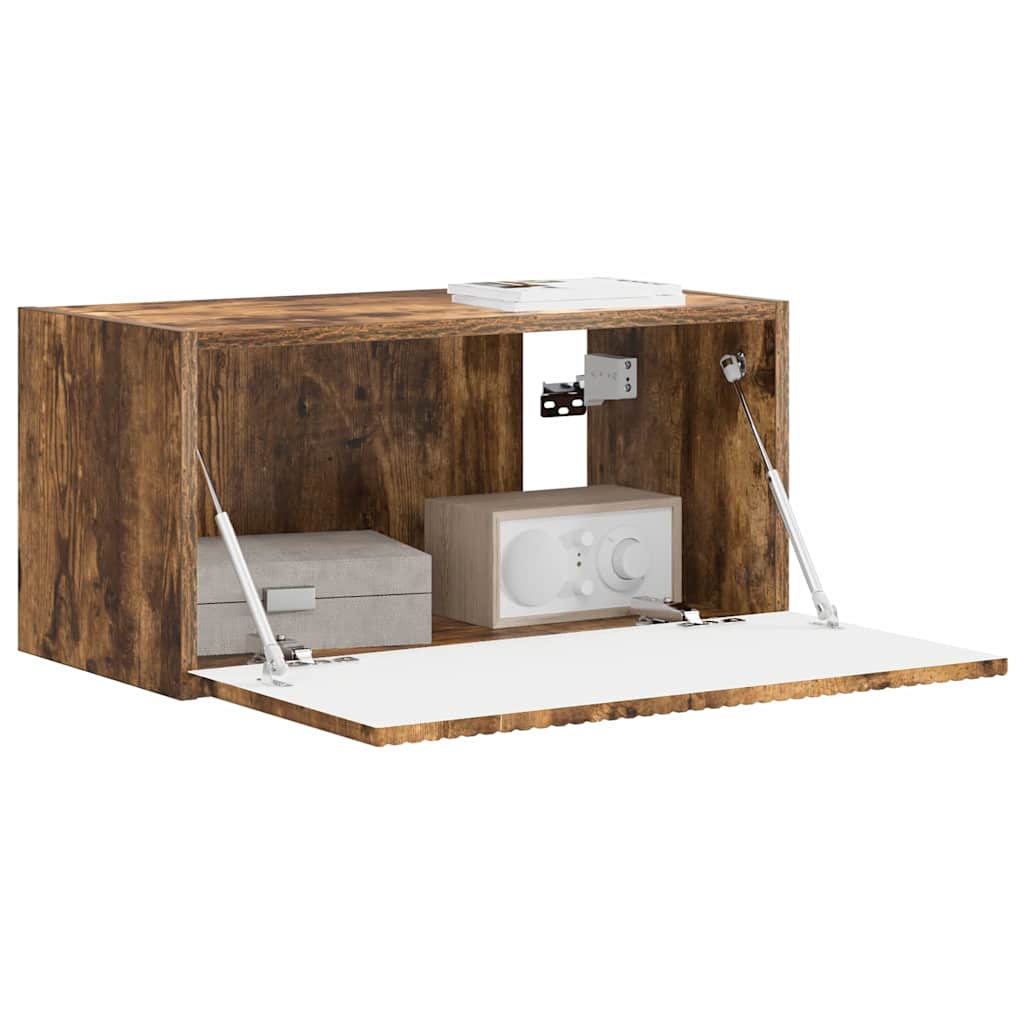 Tv Wall Cabinet 60 X 31 X 29,5 Cm Kouřový Dub Kompozitní Dřevo