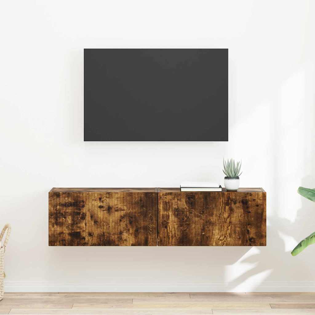 Tv Wall Cabinet 2 Pcs Kouřový Dub Kompozitní Dřevo