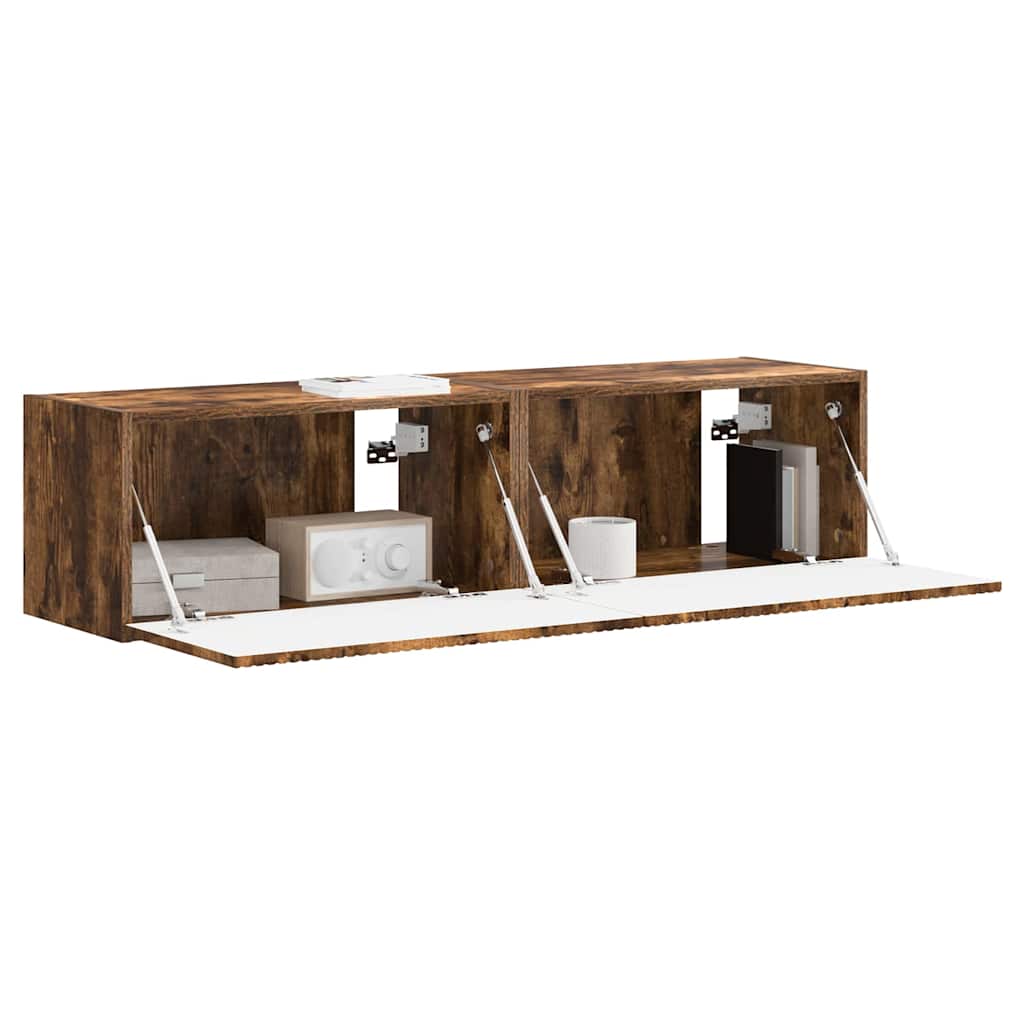 Tv Wall Cabinet 2 Pcs Kouřový Dub Kompozitní Dřevo