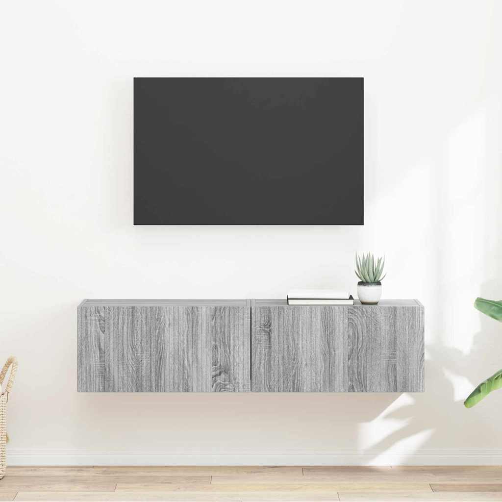 Tv Wall Cabinet 2 Pcs Šedá Sonoma Kompozitní Dřevo