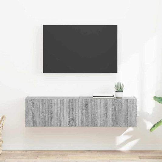 Tv Wall Cabinet 2 Pcs Šedá Sonoma Kompozitní Dřevo