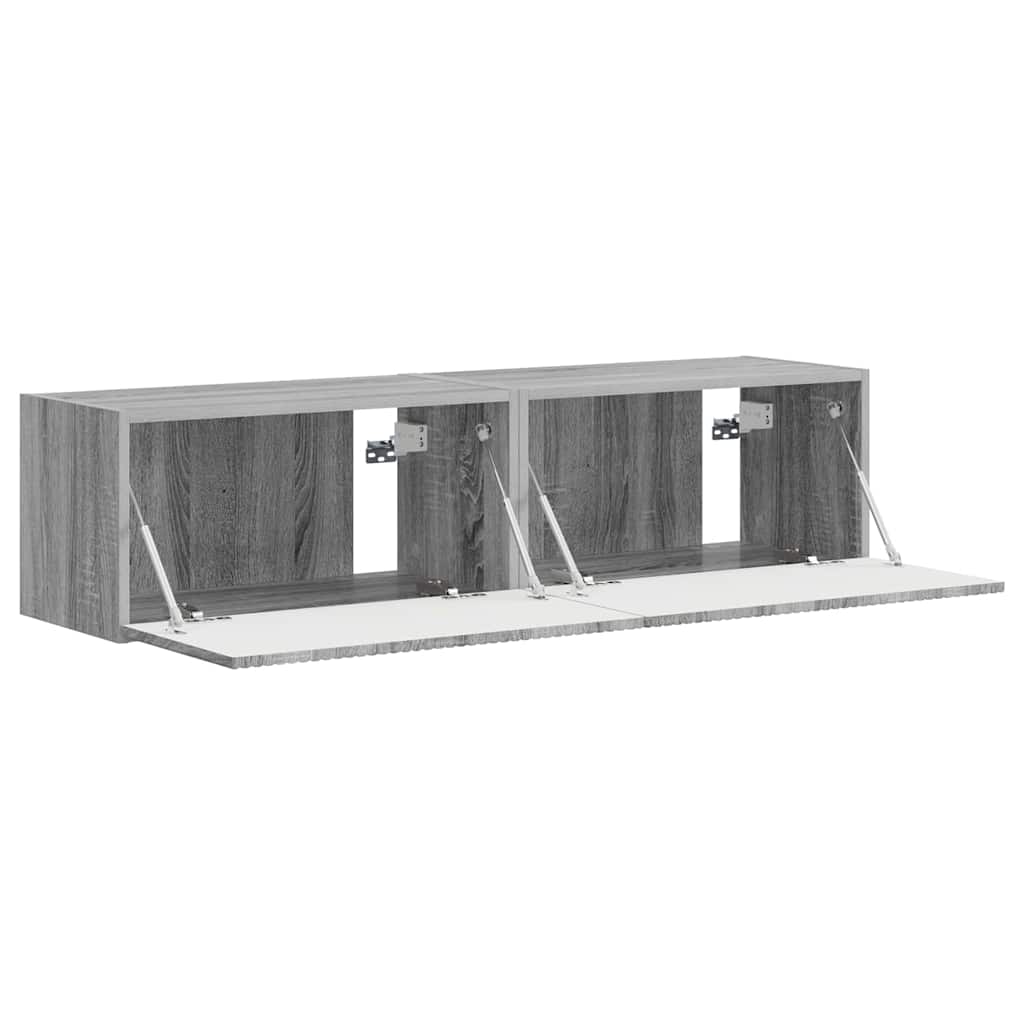 Tv Wall Cabinet 2 Pcs Šedá Sonoma Kompozitní Dřevo