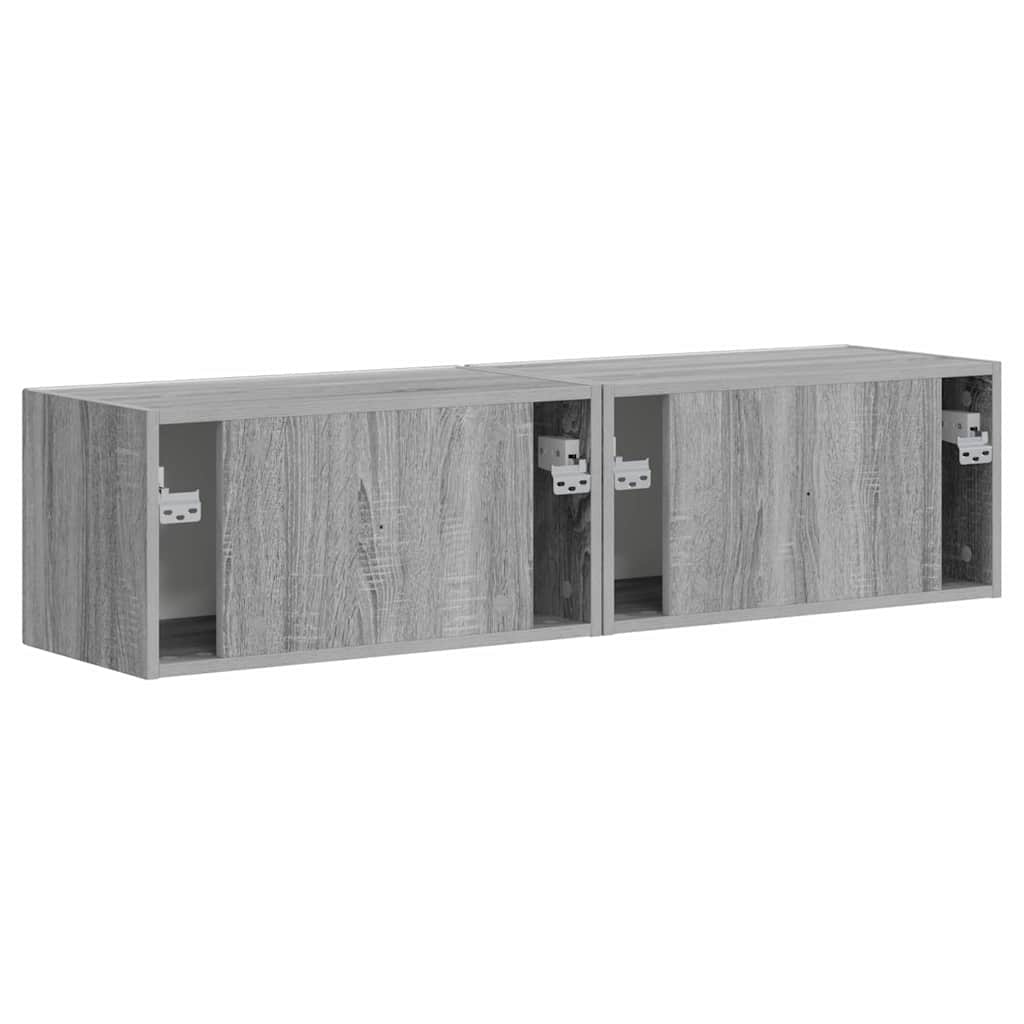 Tv Wall Cabinet 2 Pcs Šedá Sonoma Kompozitní Dřevo