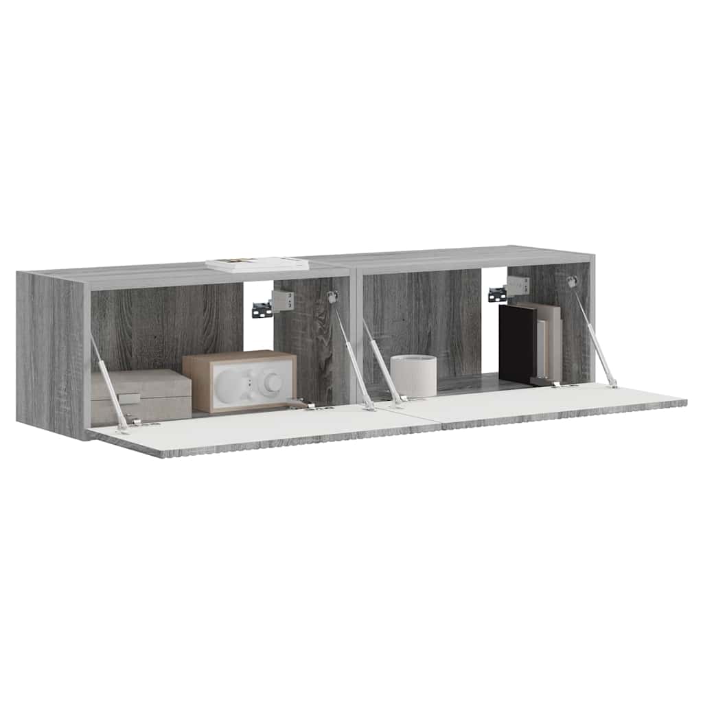 Tv Wall Cabinet 2 Pcs Šedá Sonoma Kompozitní Dřevo