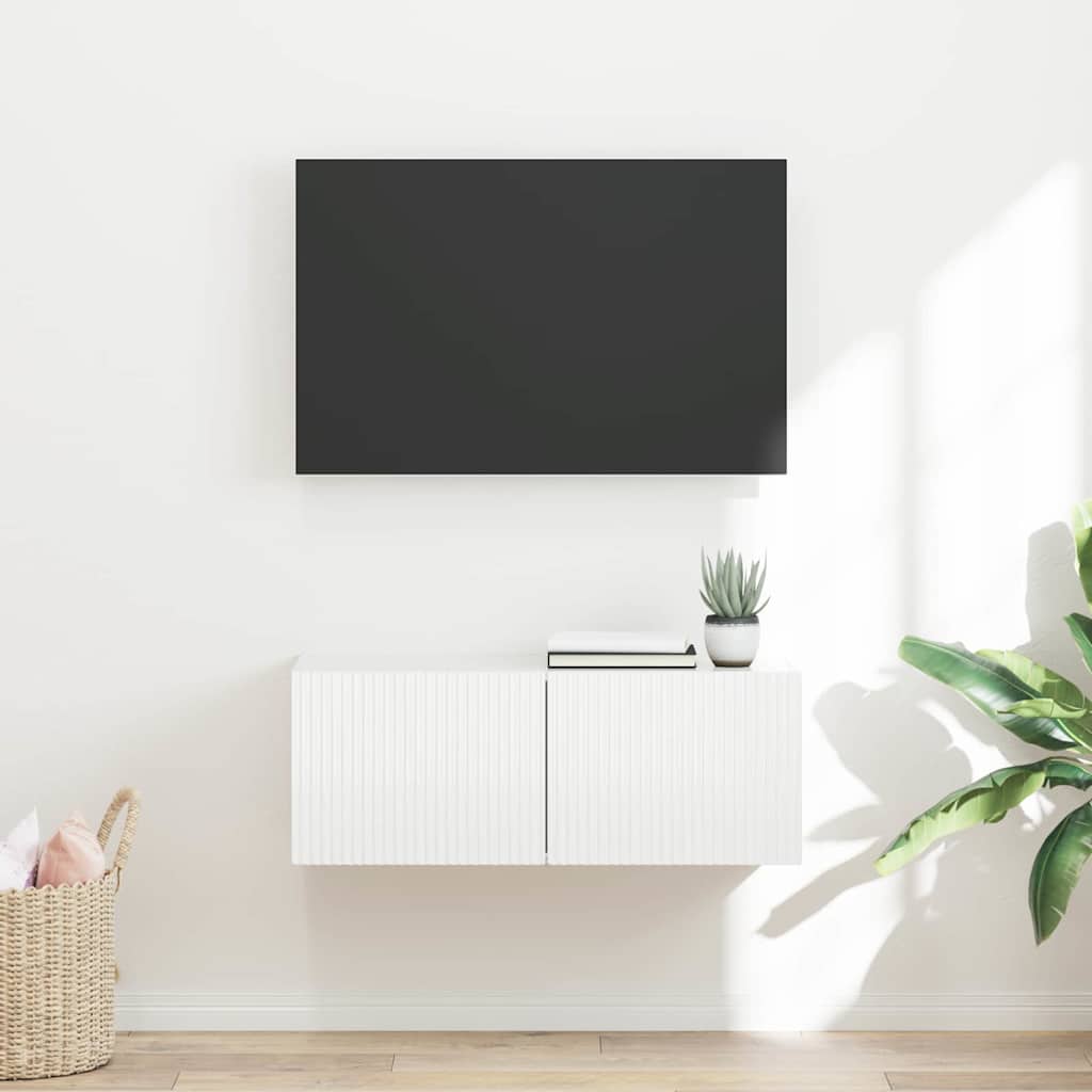 Tv Wall Cabinet 78,5 X 31 X 29,5 Cm Bílá Kompozitní Dřevo
