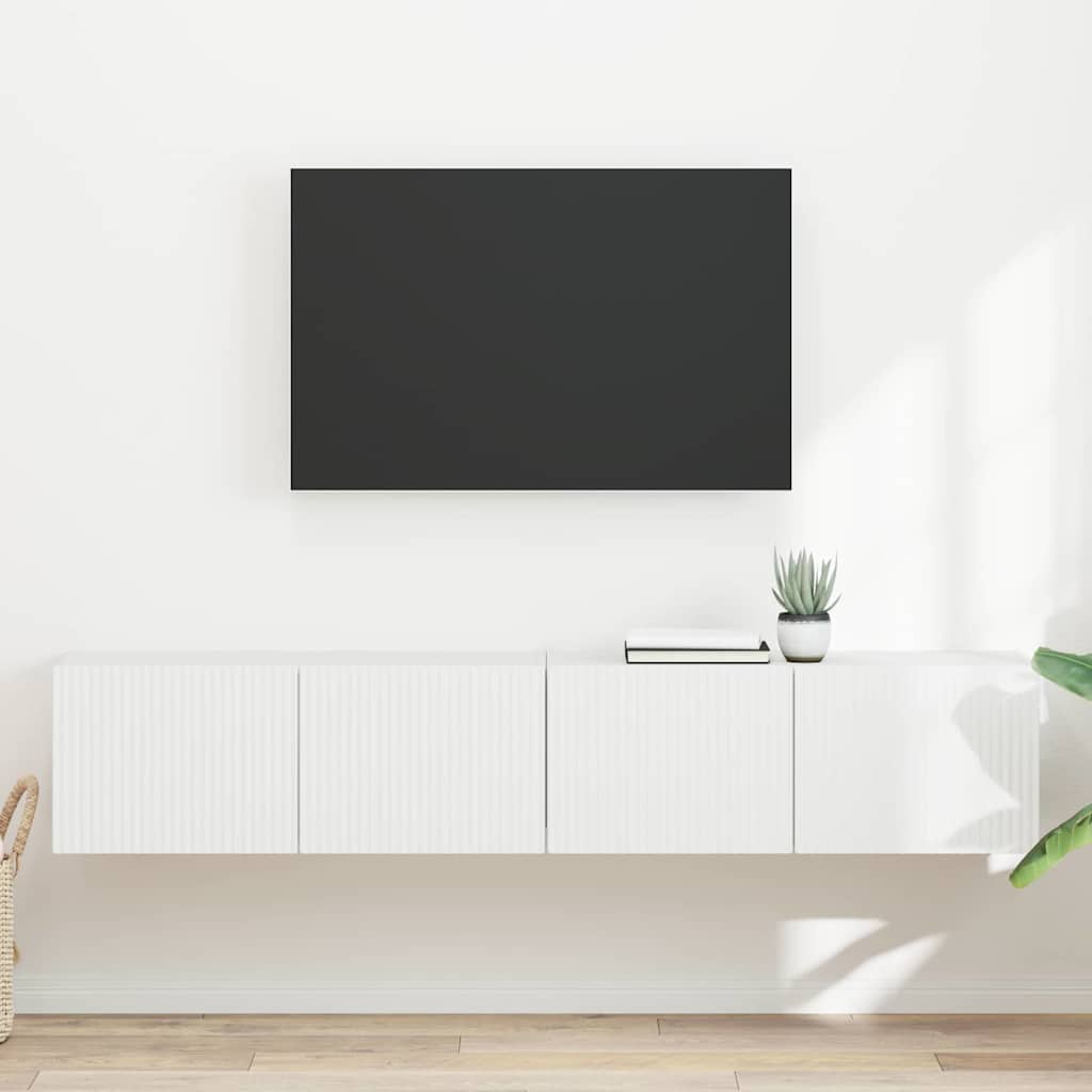 Tv Wall Cabinet 2 Pcs Bílá Kompozitní Dřevo