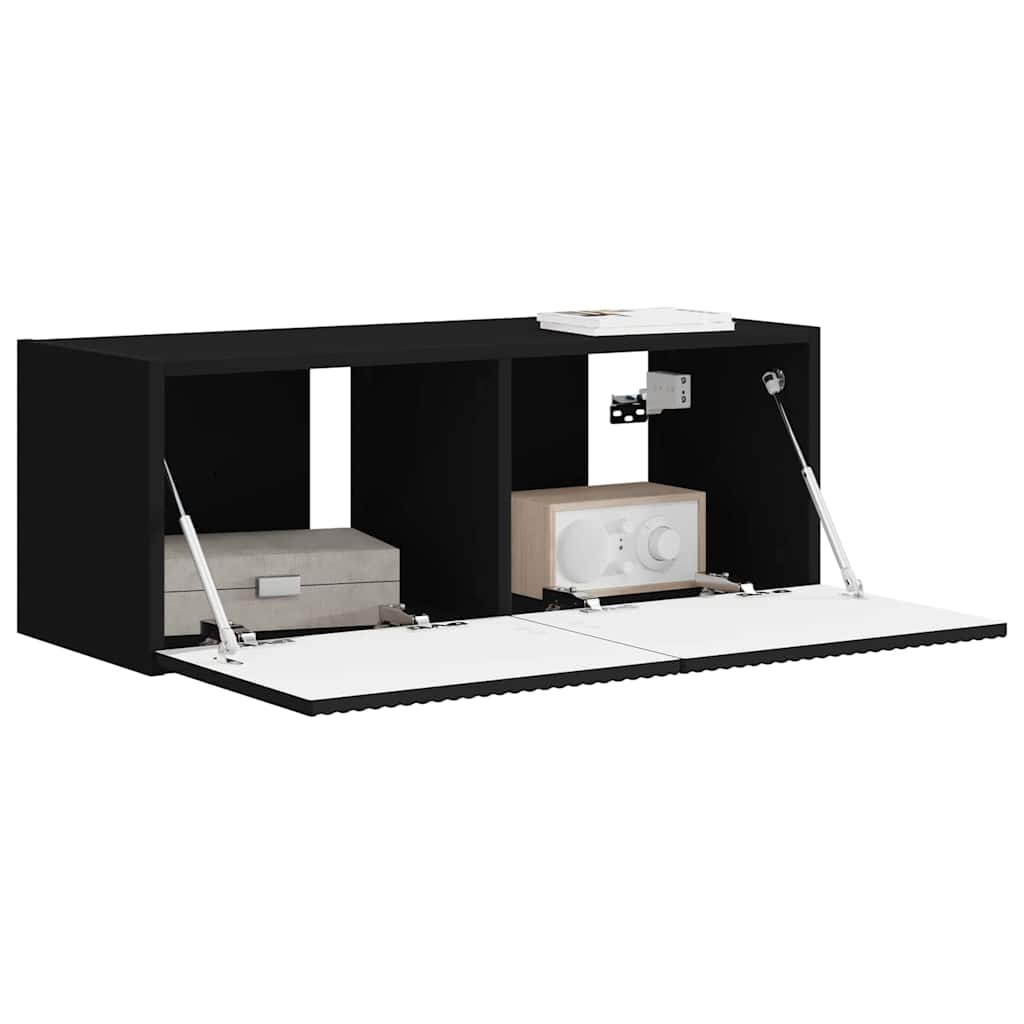Tv Wall Cabinet 78,5 X 31 X 29,5 Cm Černá Kompozitní Dřevo