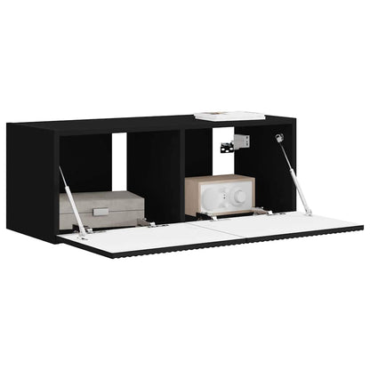 Tv Wall Cabinet 78,5 X 31 X 29,5 Cm Černá Kompozitní Dřevo