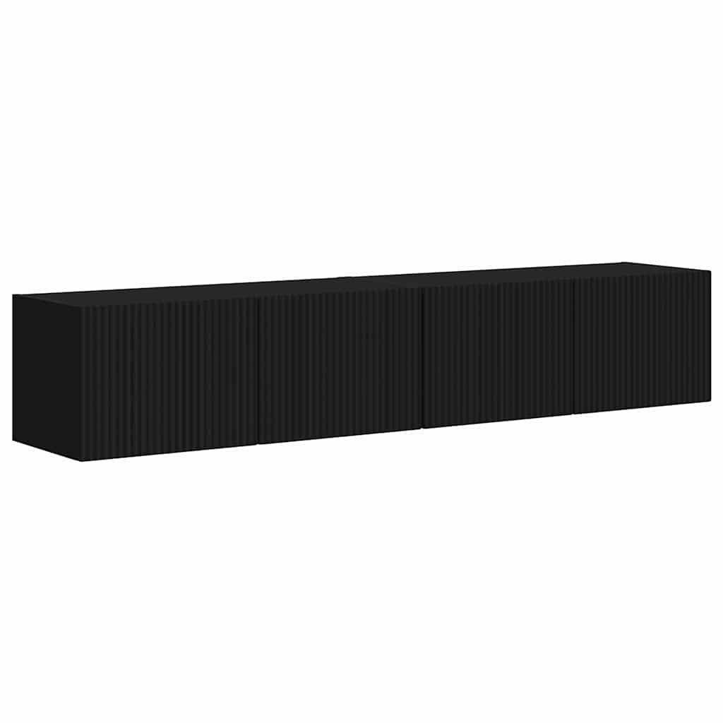 Tv Wall Cabinet 2 Pcs Černá Kompozitní Dřevo