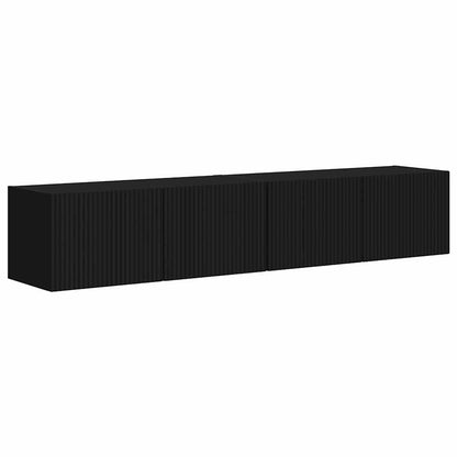 Tv Wall Cabinet 2 Pcs Černá Kompozitní Dřevo