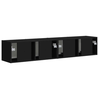 Tv Wall Cabinet 2 Pcs Černá Kompozitní Dřevo