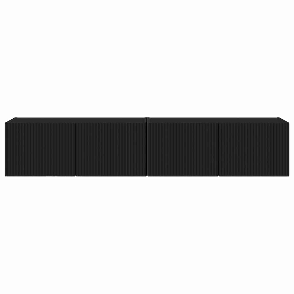Tv Wall Cabinet 2 Pcs Černá Kompozitní Dřevo