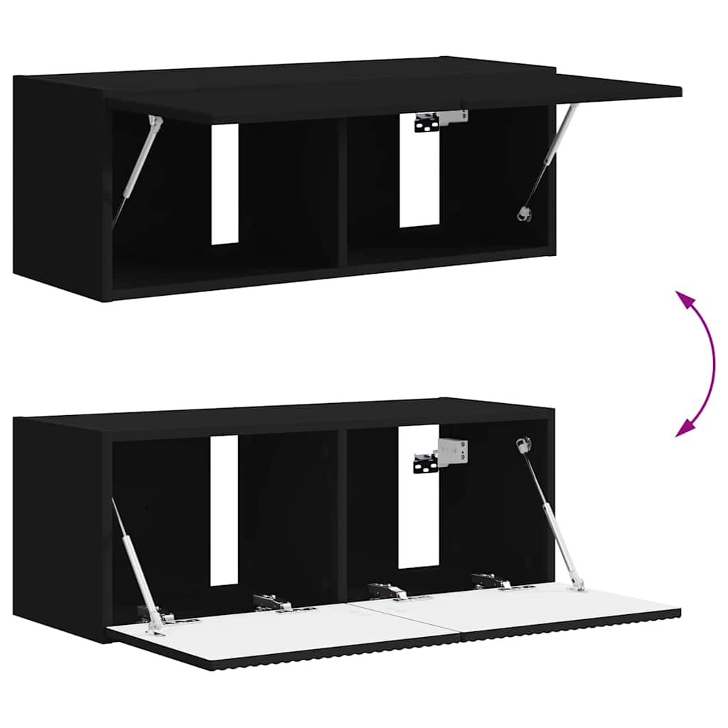 Tv Wall Cabinet 2 Pcs Černá Kompozitní Dřevo