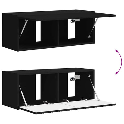 Tv Wall Cabinet 2 Pcs Černá Kompozitní Dřevo
