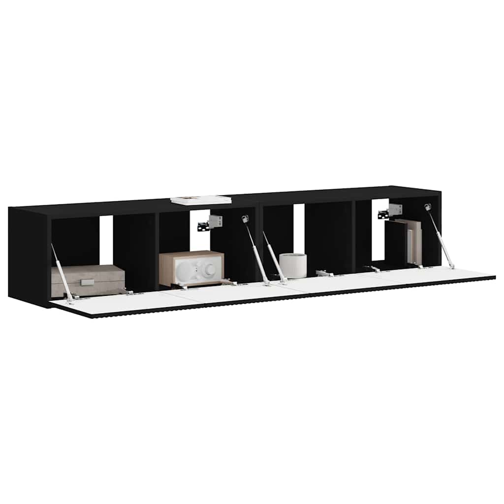 Tv Wall Cabinet 2 Pcs Černá Kompozitní Dřevo