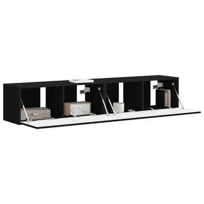 Tv Wall Cabinet 2 Pcs Černá Kompozitní Dřevo