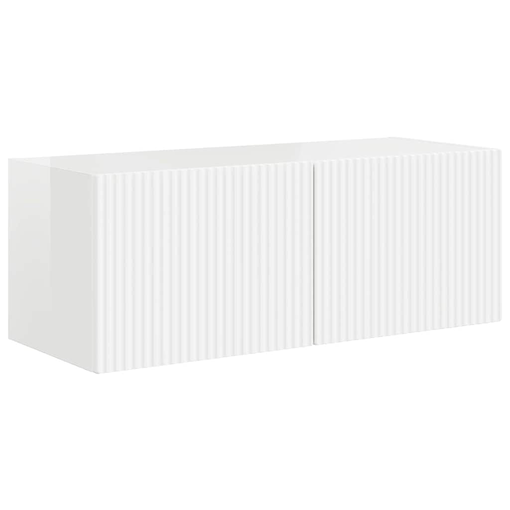 Tv Wall Cabinet 78,5 X 31 X 29,5 Cm Lesklá Bílá
