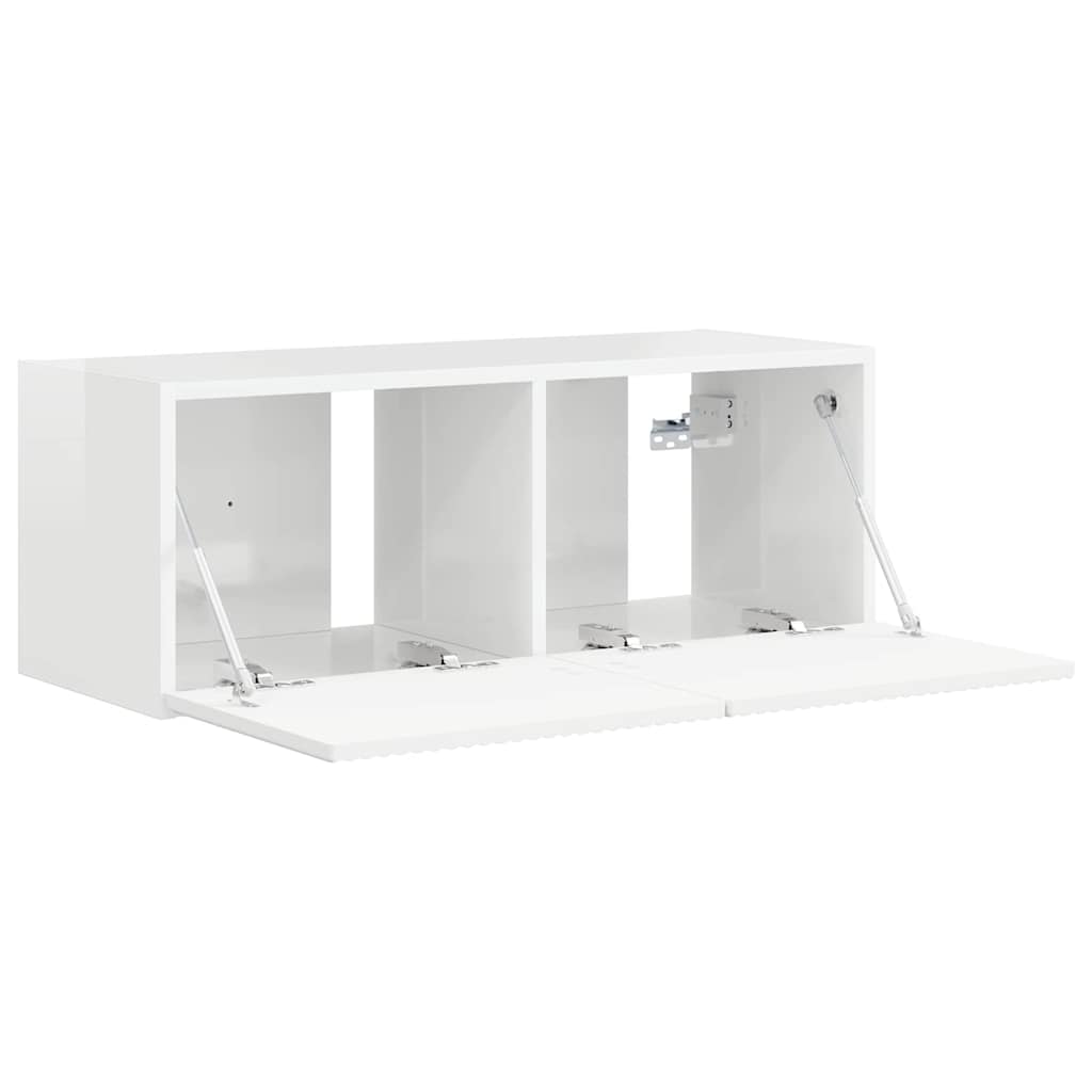 Tv Wall Cabinet 78,5 X 31 X 29,5 Cm Lesklá Bílá