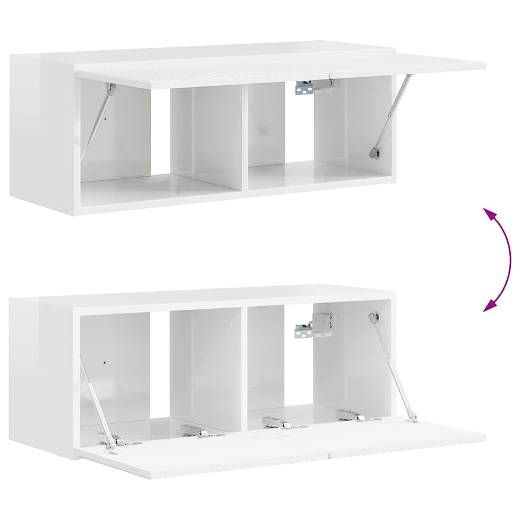 Tv Wall Cabinet 78,5 X 31 X 29,5 Cm Lesklá Bílá
