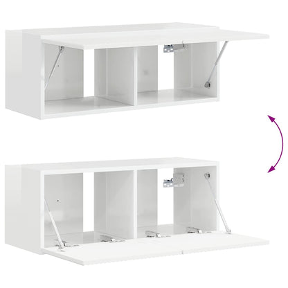 Tv Wall Cabinet 78,5 X 31 X 29,5 Cm Lesklá Bílá