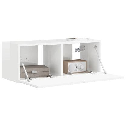 Tv Wall Cabinet 78,5 X 31 X 29,5 Cm Lesklá Bílá