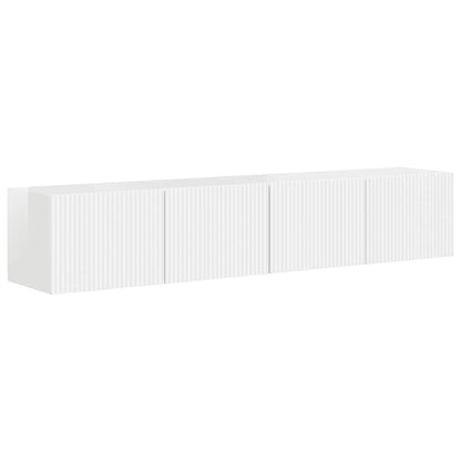 Tv Wall Cabinet 2 Pcs Lesklá Bílá Kompozitní Dřevo