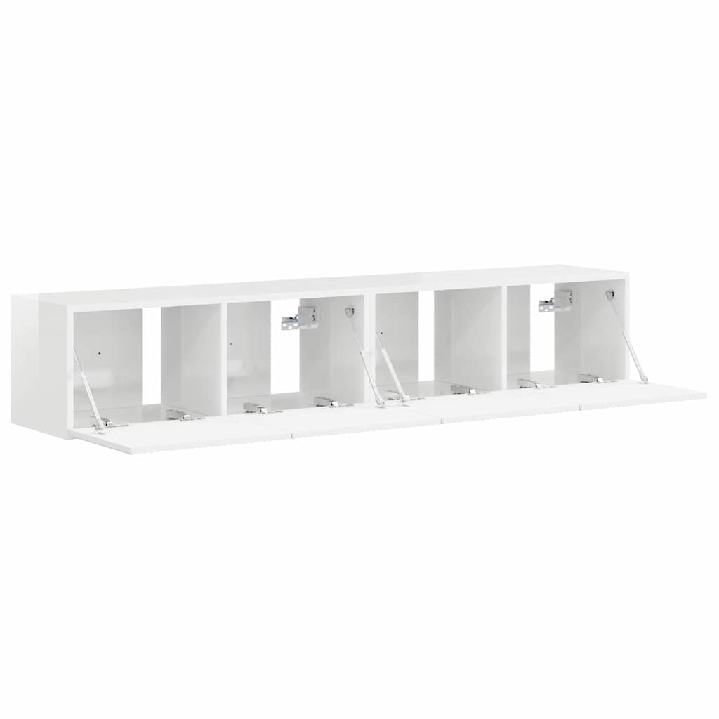 Tv Wall Cabinet 2 Pcs Lesklá Bílá Kompozitní Dřevo